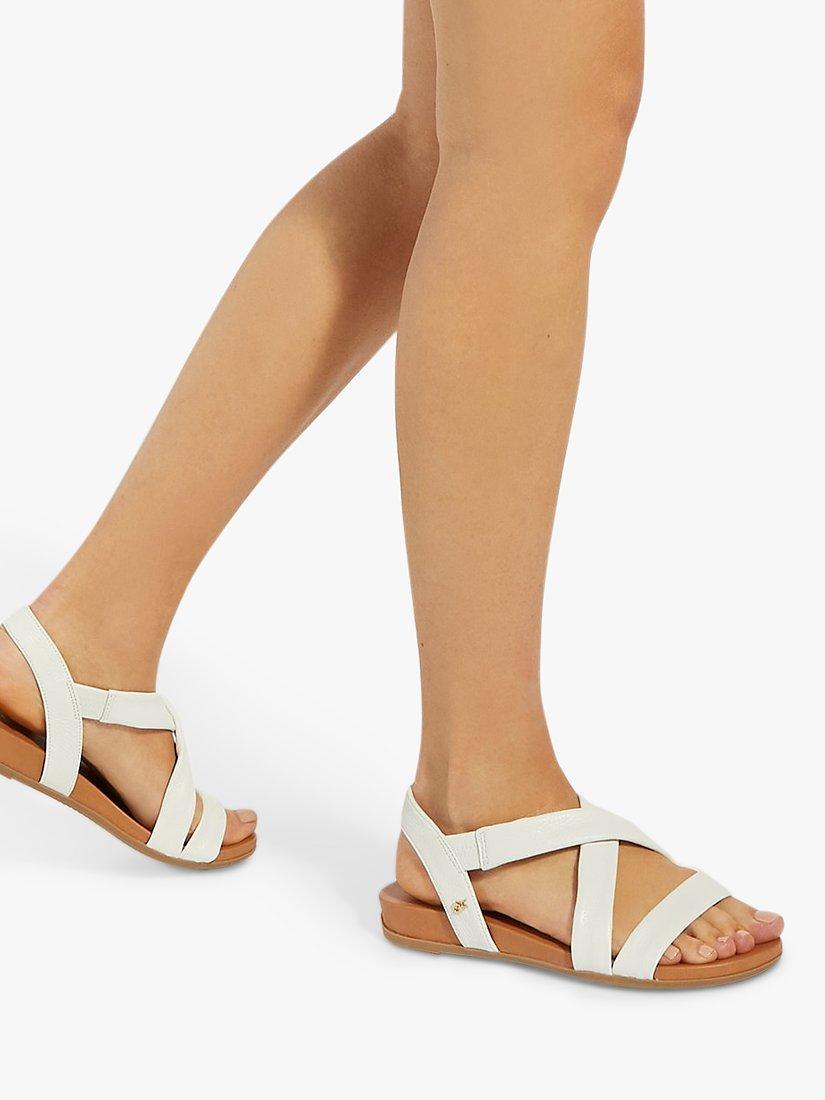 Dune London Wide Fit Landies Leather Comfort Strap Sandals, White - Main Image