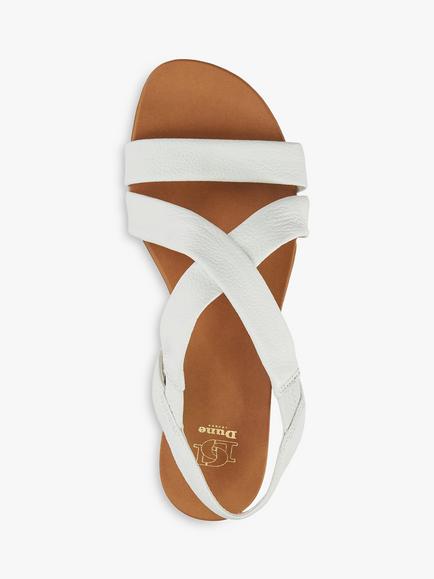 Dune London Wide Fit Landies Leather Comfort Strap Sandals, White - view 2, White-leather