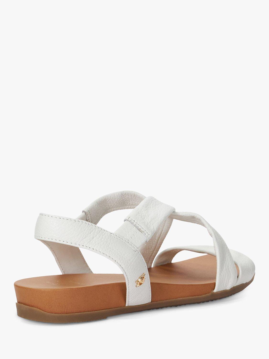 Dune Wide Fit Landies Leather Comfort Strap Sandals, White, EU36