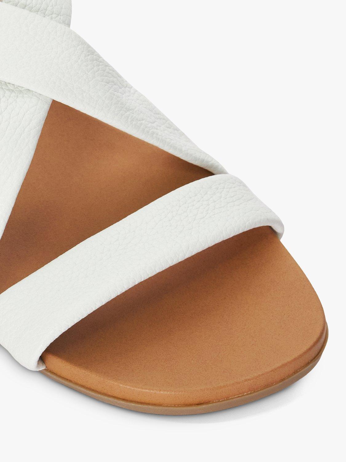 Dune Wide Fit Landies Leather Comfort Strap Sandals, White, EU36