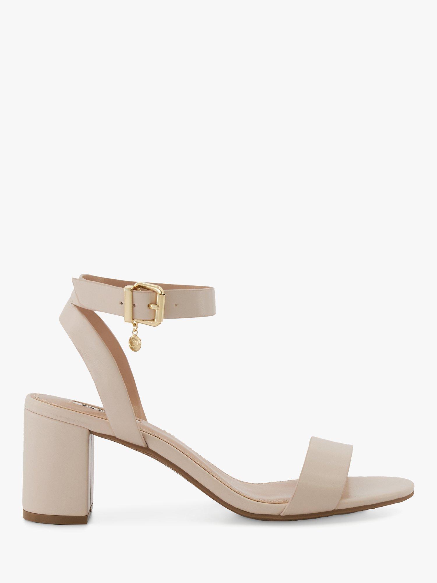 Dune Wide Fit Memee Block Heel Sandals Ecru