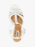Dune London Wide Fit Koali Leather Plait T-Bar Wedge Sandals, White