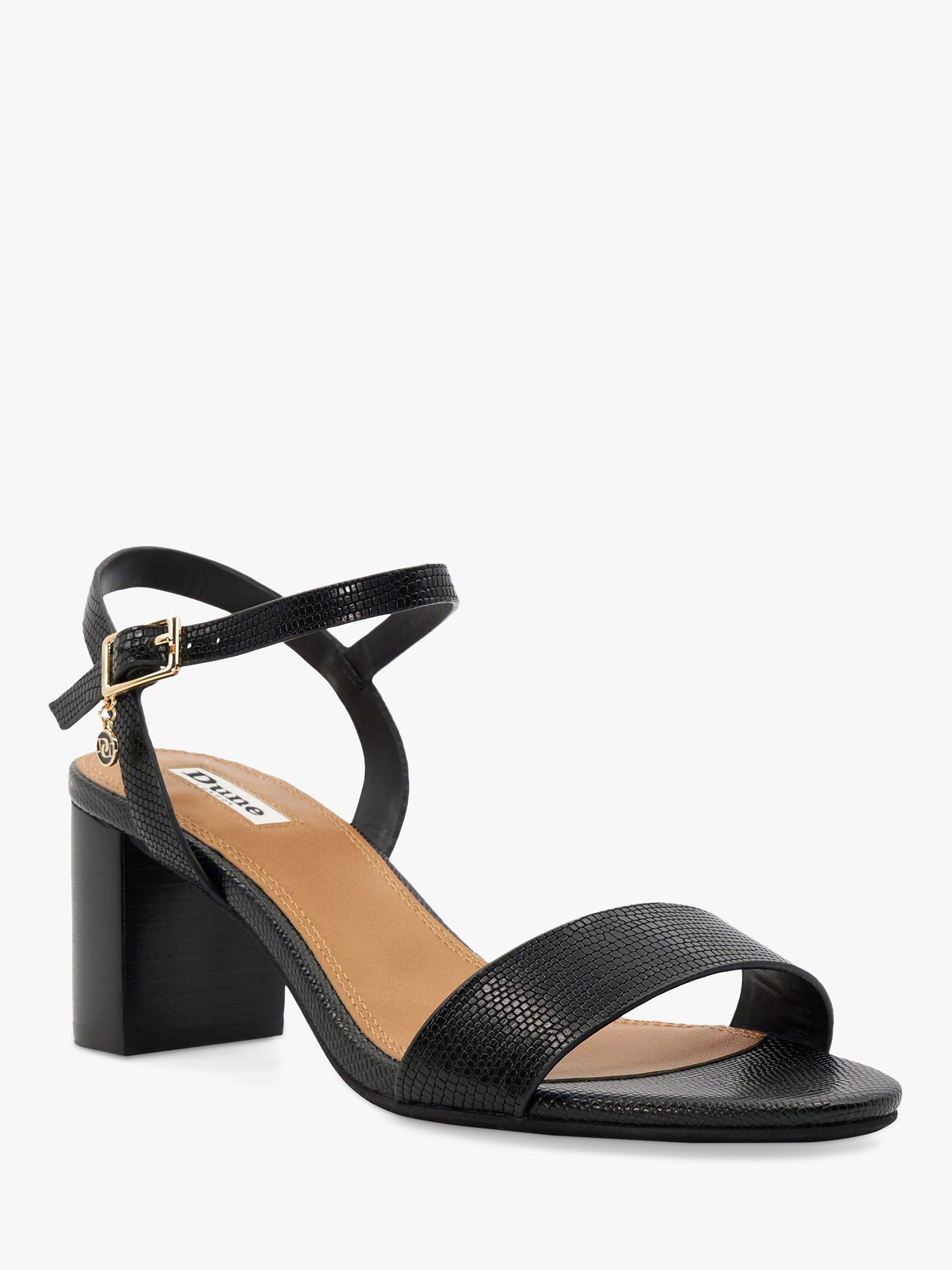 Dune Wide Fit Jelly Leather Block Heel Sandals, Black, EU37