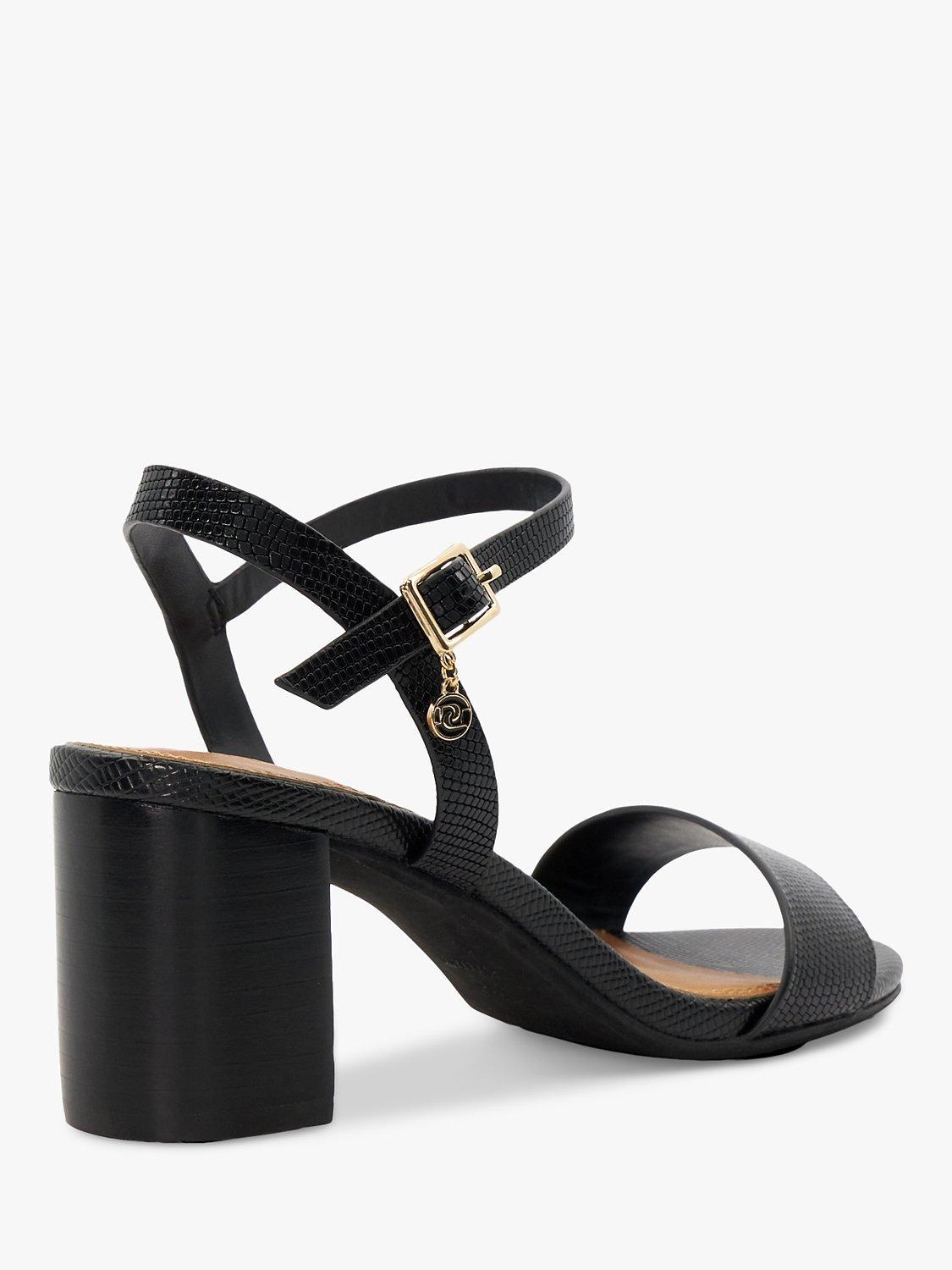 Dune Wide Fit Jelly Leather Block Heel Sandals, Black, EU37