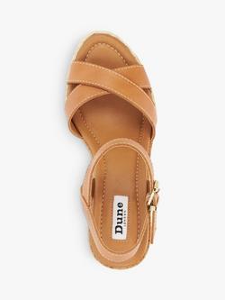 Dune London Kindest Leather Cross Strap Wedge Sandals - view 2, Tan
