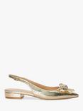 Dune Happiest Embellished Bow Detail Ballet Pumps, Gold