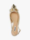 Dune Happiest Embellished Bow Detail Ballet Pumps, Gold