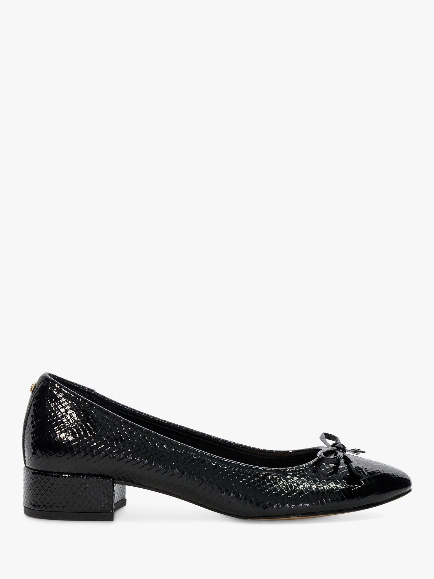 Dune Hollies Reptile Print Low Block Heel Pumps Black