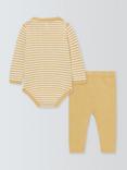 John Lewis Baby Elephant Stripe Knit Jumper & Trousers Set, Yellow