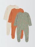 John Lewis Baby Fox Stripe Sleepsuit, Pack of 3, Multi