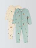 John Lewis Baby Acorn Print Sleepsuit, Pack of 2, Multi