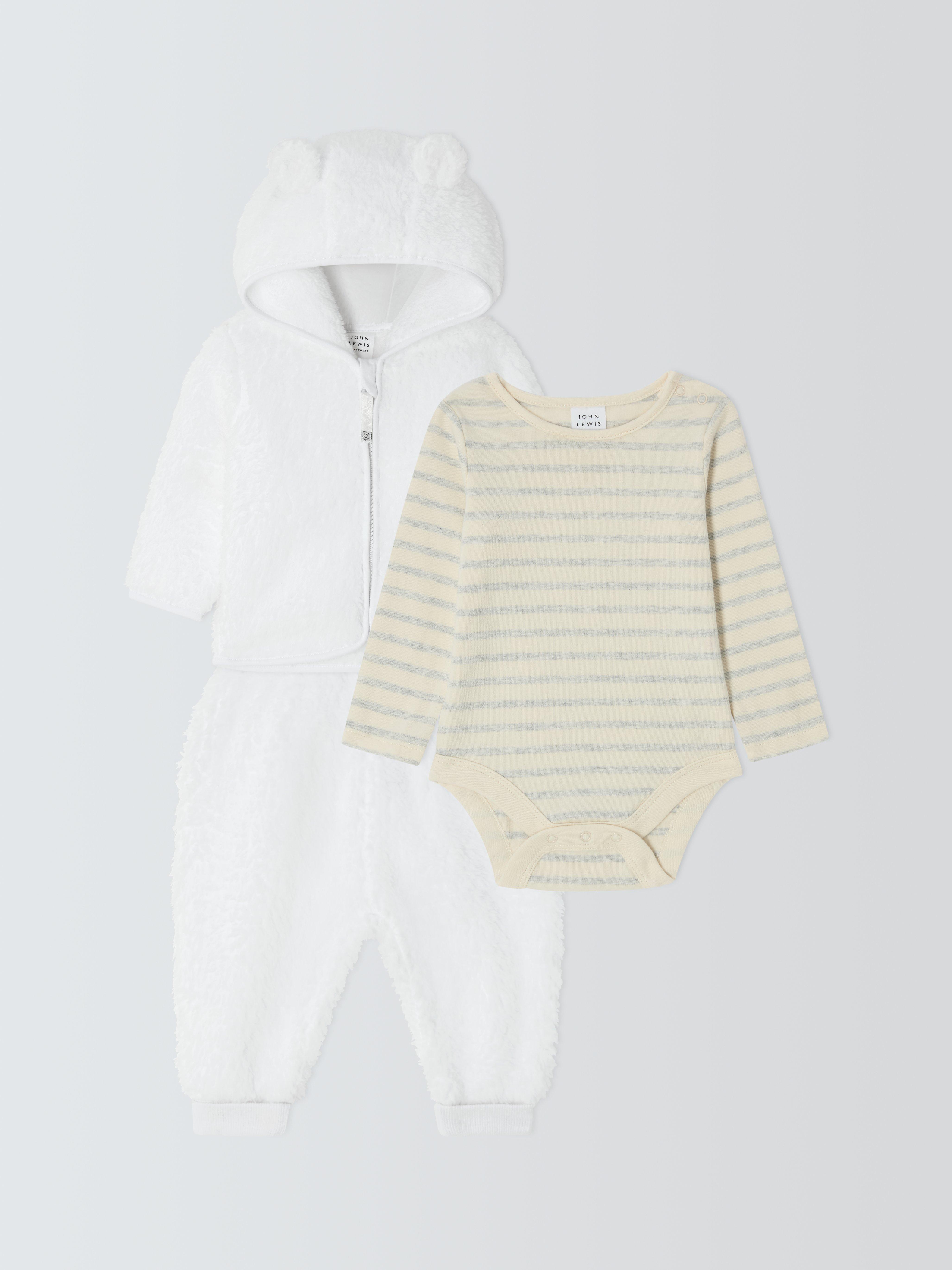 John Lewis Baby Bodysuit, Trousers and Hoodie Set, Multi