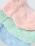 John Lewis Baby Organic Terry Cotton Blend Socks, Pack of 3, Multi