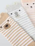 John Lewis Baby Organic Cotton Striped Animal Print Socks, Pack of 3, Multi