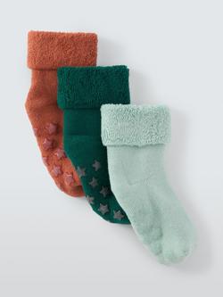 John Lewis Baby Organic Cotton Mix Socks, Pack of 3, Multi, Multi