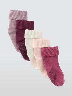 John Lewis Baby Organic Cotton Rich Roll Top Socks, Multi, Multi