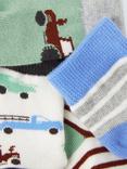 John Lewis Baby GOTS Organic Cotton Mix Tractor Stripe Socks, Pack of 5