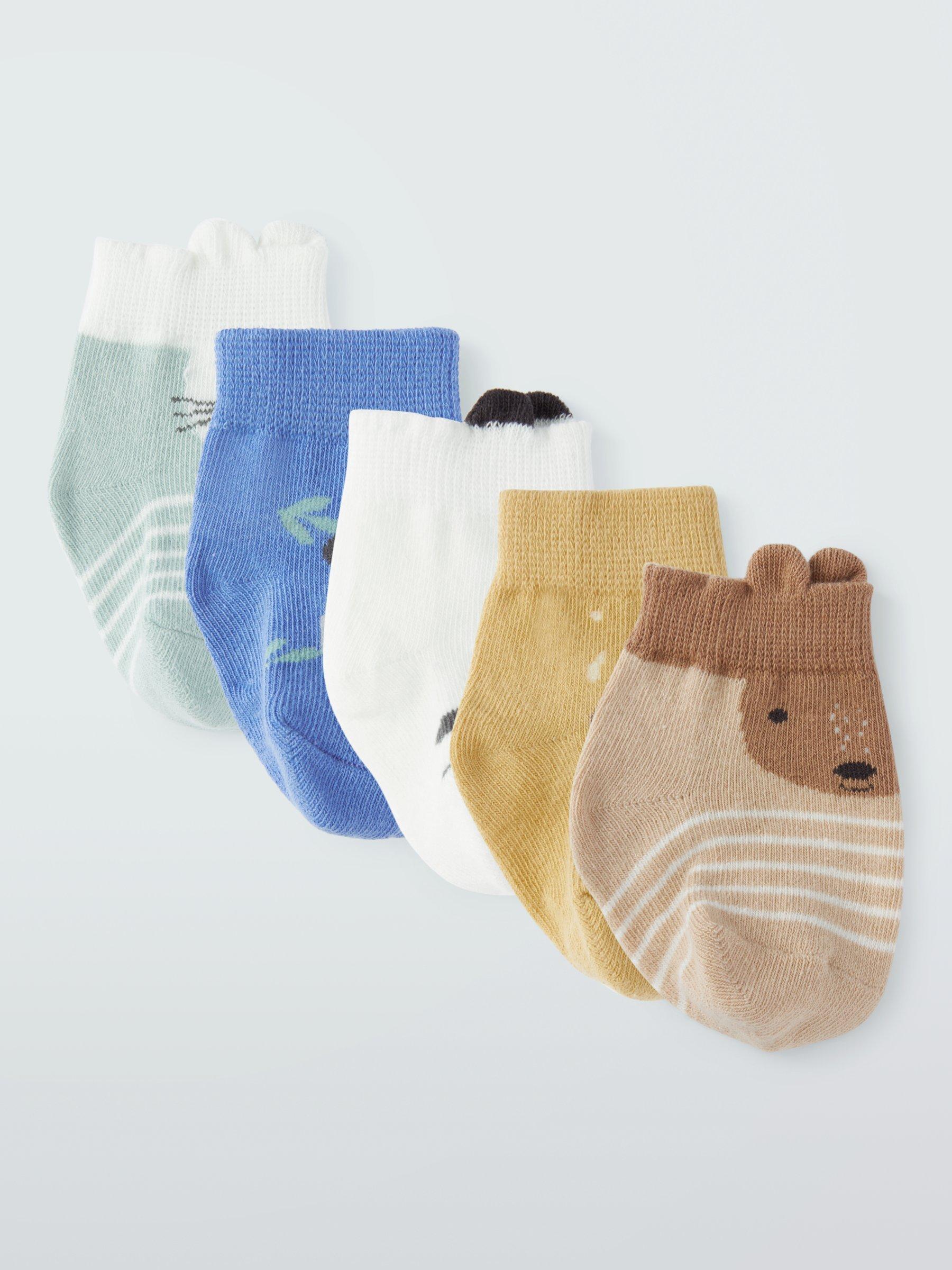 Product image 2 of 2, which shows John Lewis Baby Animals Organic Cotton Blend Socks, Pack of 5, Multi, 6-12 months
