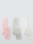 John Lewis Baby Rib Heart Tights, Pack of 3, Multi