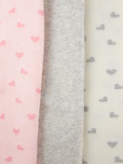 John Lewis Baby Rib Heart Tights, Pack of 3, Multi - view 2, Multi