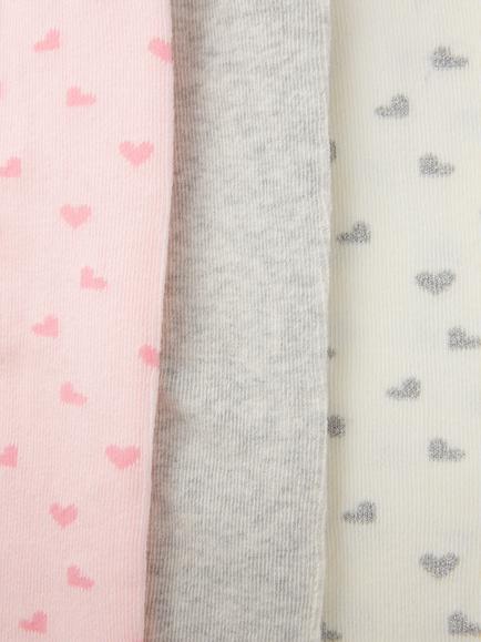 John Lewis Baby Rib Heart Organic Cotton Rich Tights, Pack of 3, Multi - view 2, Multi