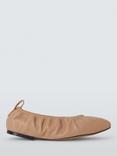 John Lewis Harlequinn Leather Soft Ruched V-Cut Sachetto Ballerina Pumps, Camel