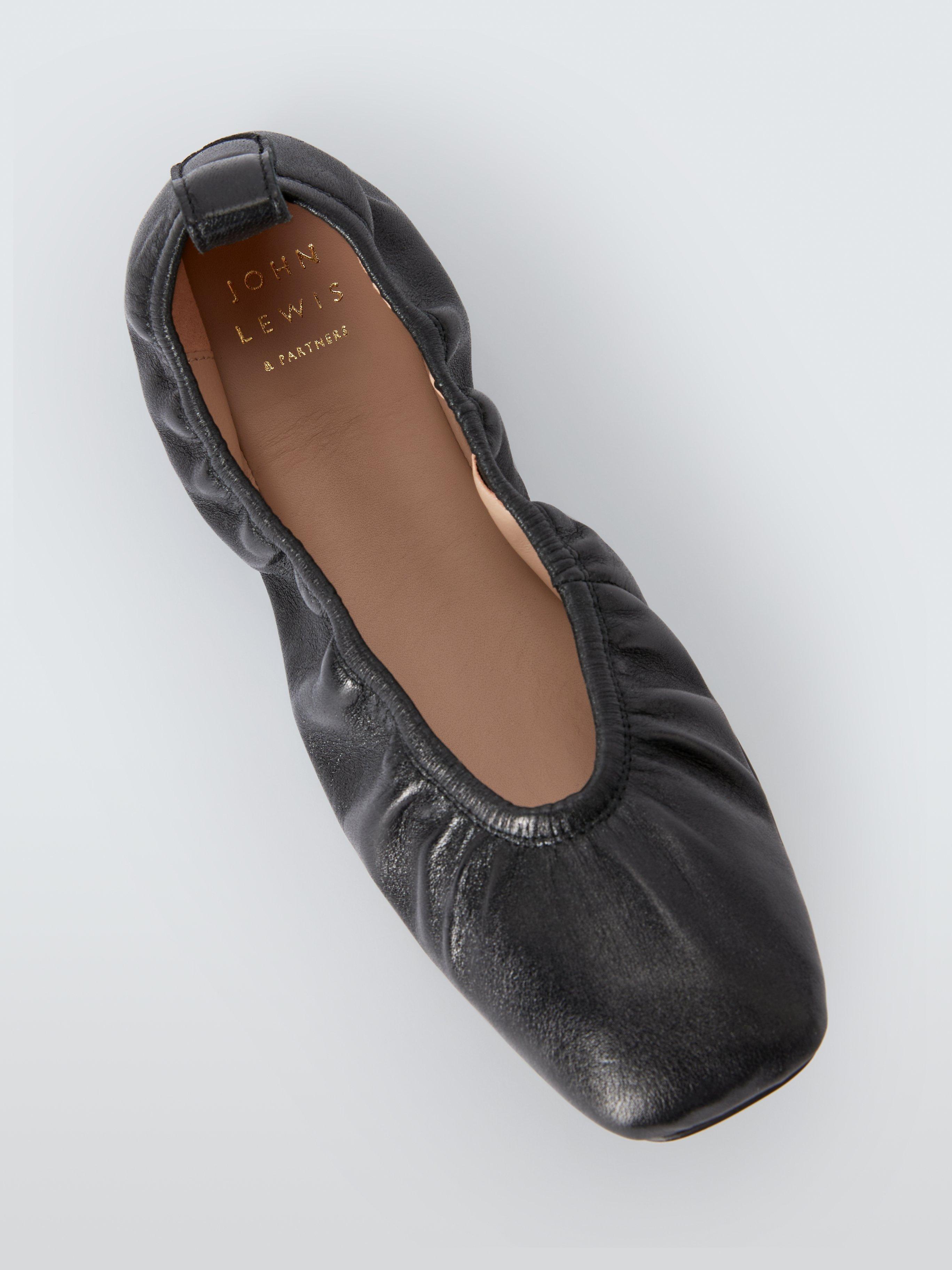 John Lewis Harlequinn Leather Soft Ruched V Cut Sachetto Ballerina Pumps
