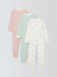 John Lewis Kids' Heart Stripe Pyjamas, Pack of 3, Multi