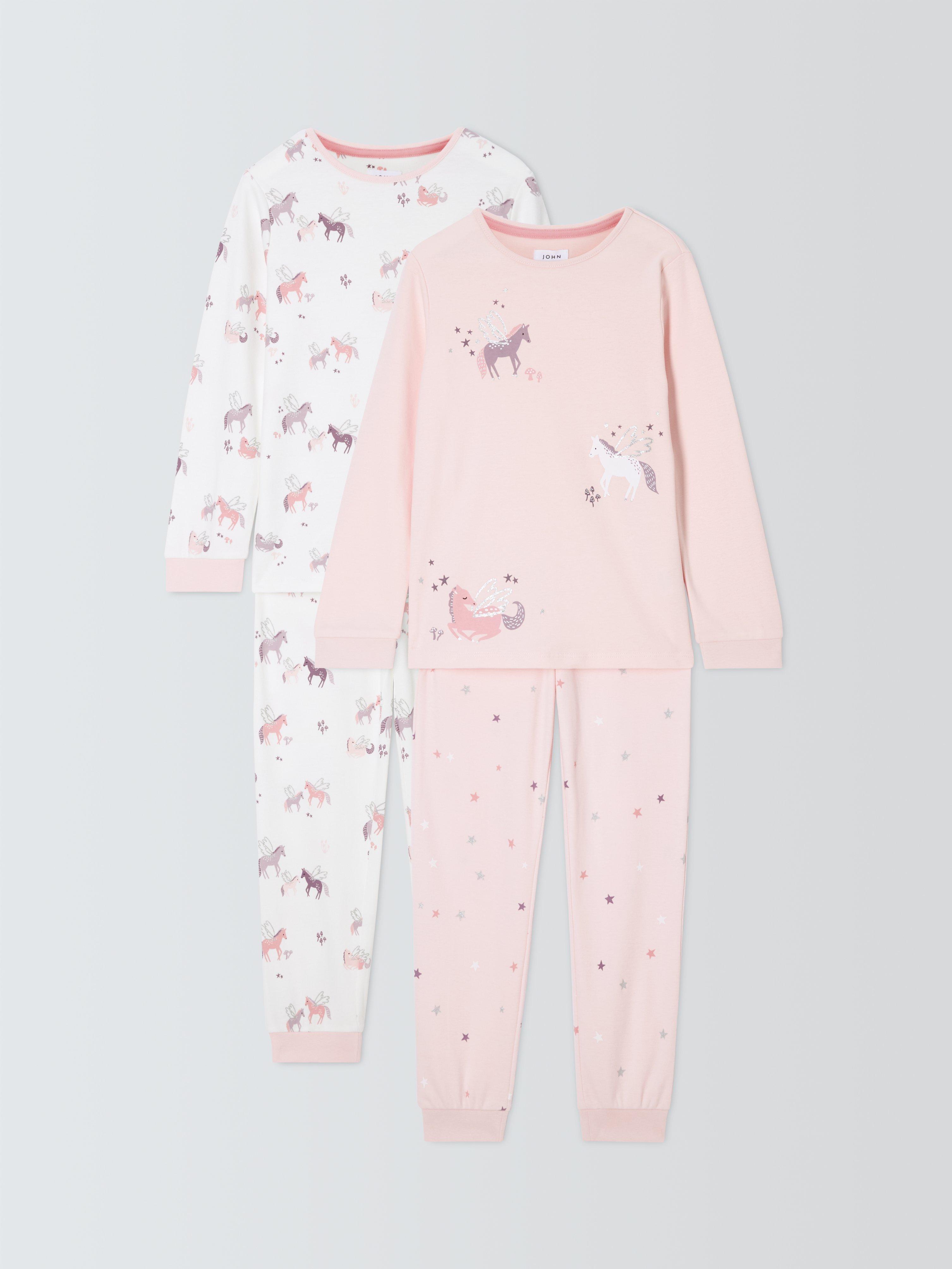 John Lewis Kids Glitter Pony Pyjamas Pack of 2 Pink