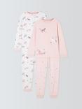 John Lewis Kids' Glitter Pony Pyjamas, Pack of 2, Pink