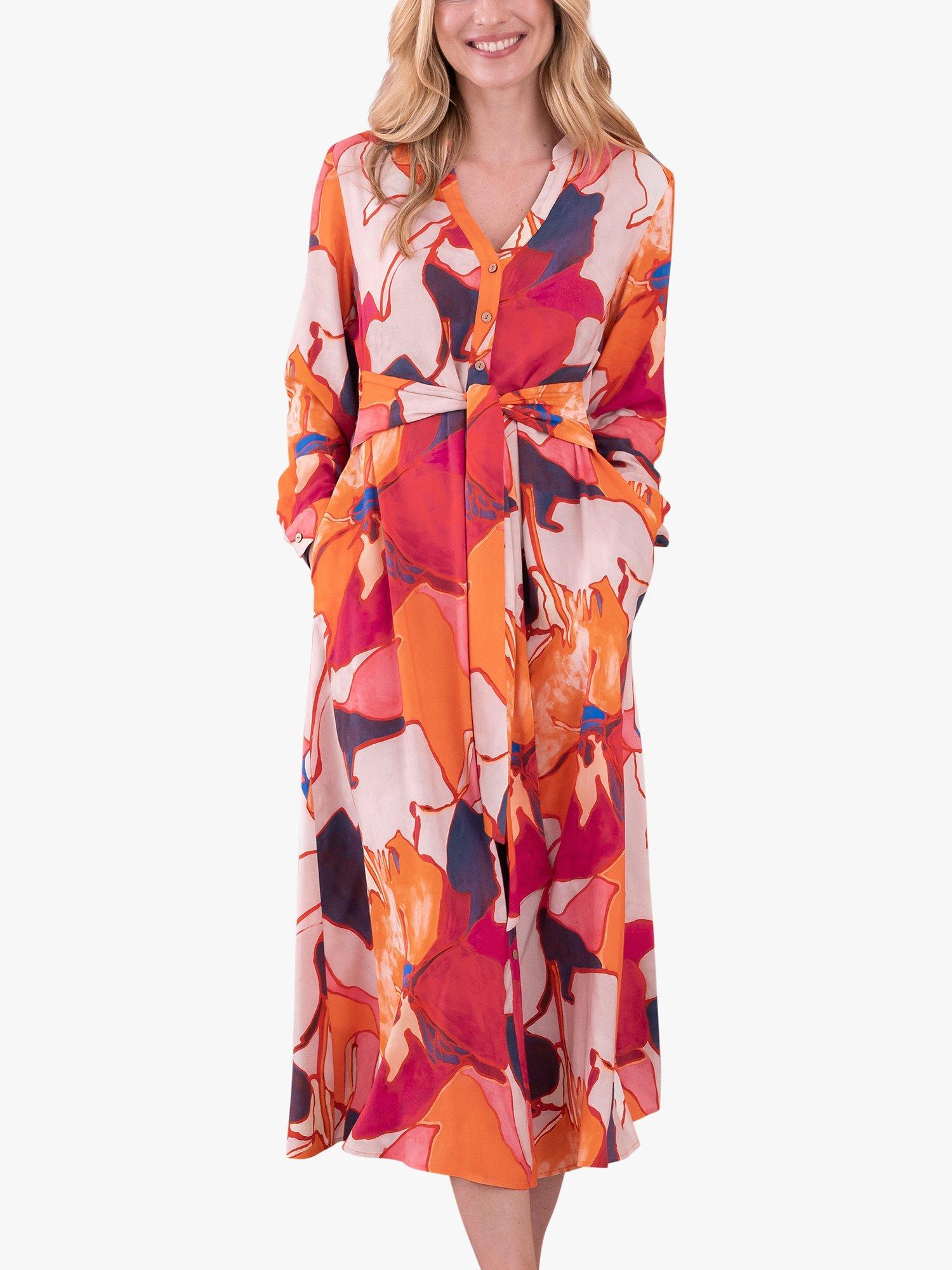 Celtic & Co. Tie Front Midi Dress, Orange
