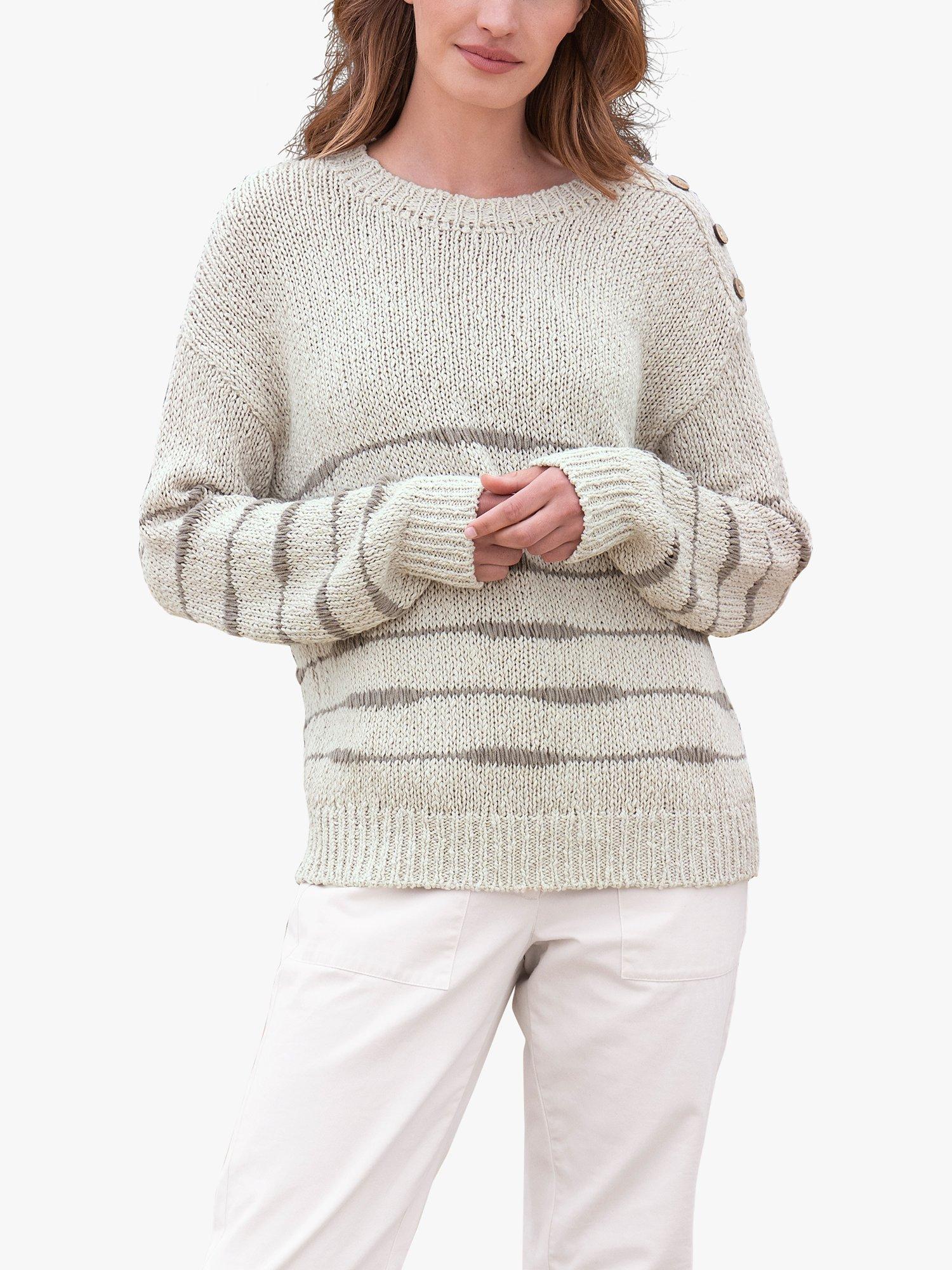 Celtic & Co. Drop Stitch Breton Jumper, Oatmeal/Taupe