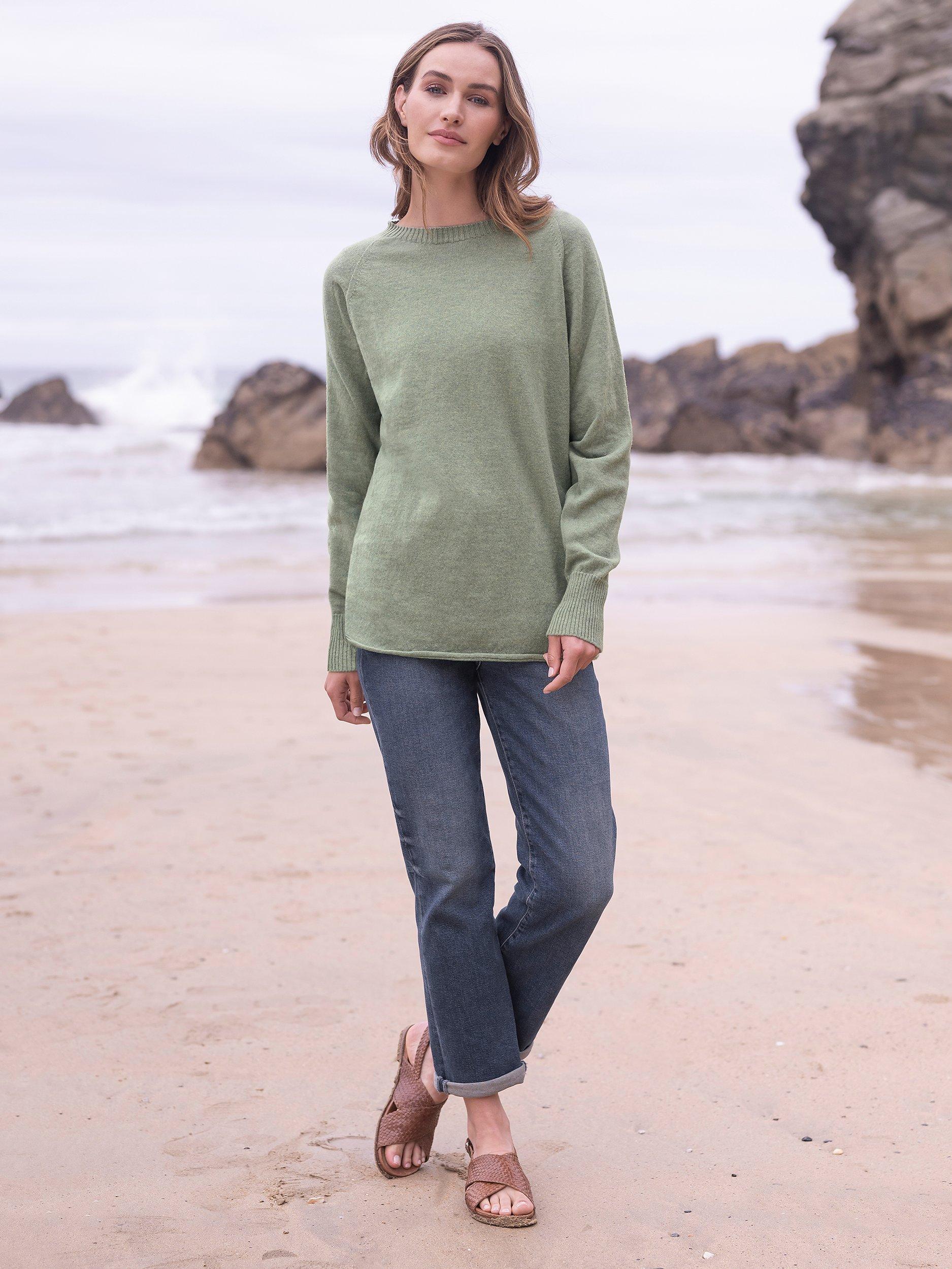 Celtic & Co. Geelong Slouch Crew Neck Jumper, Sage