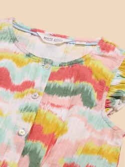 White Stuff Kids' Tie Dye Print Jumpsuit, Pink/Multi - view 2, Pink/Multi