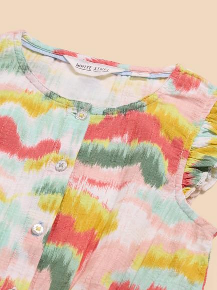 White Stuff Kids' Tie Dye Print Jumpsuit, Pink/Multi - view 2, Pink/Multi