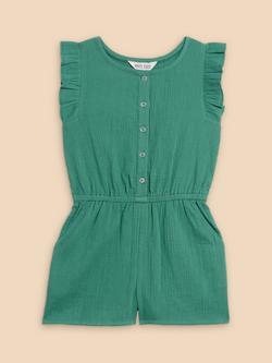 White Stuff Kids' Woven Playsuit, Green, Green