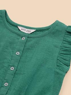 White Stuff Kids' Woven Playsuit, Green - view 2, Green