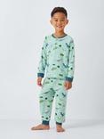 John Lewis Kids' Camping Dinosaur Cotton Pyjama Set, Pack of 2, Blue