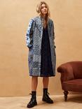 Brora Cotton Block Print Quilted Coat, Indigo/Multi