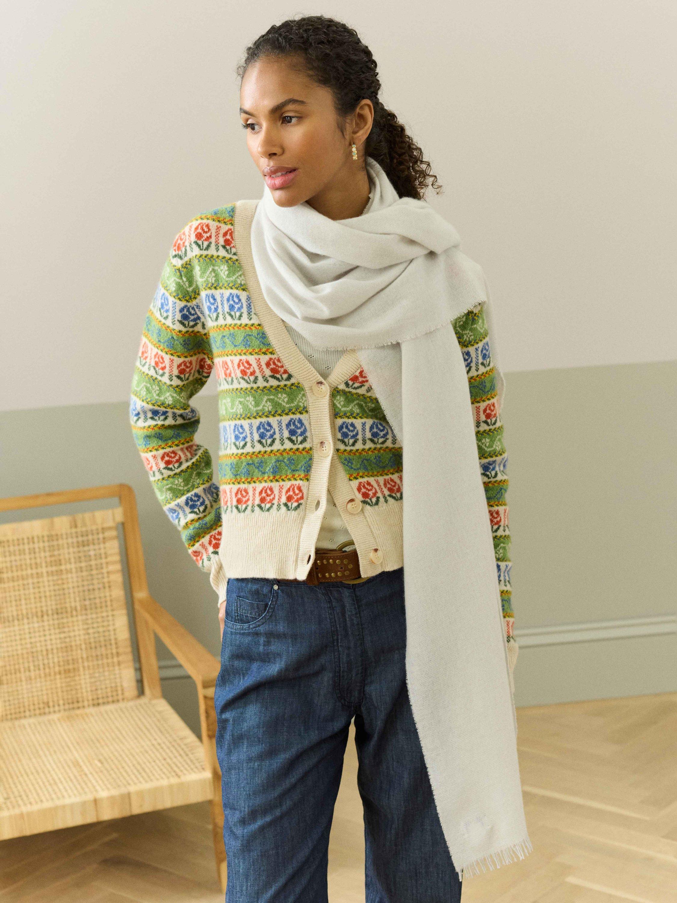 Brora Cashmere Stole Scarf, Platinum, One Size