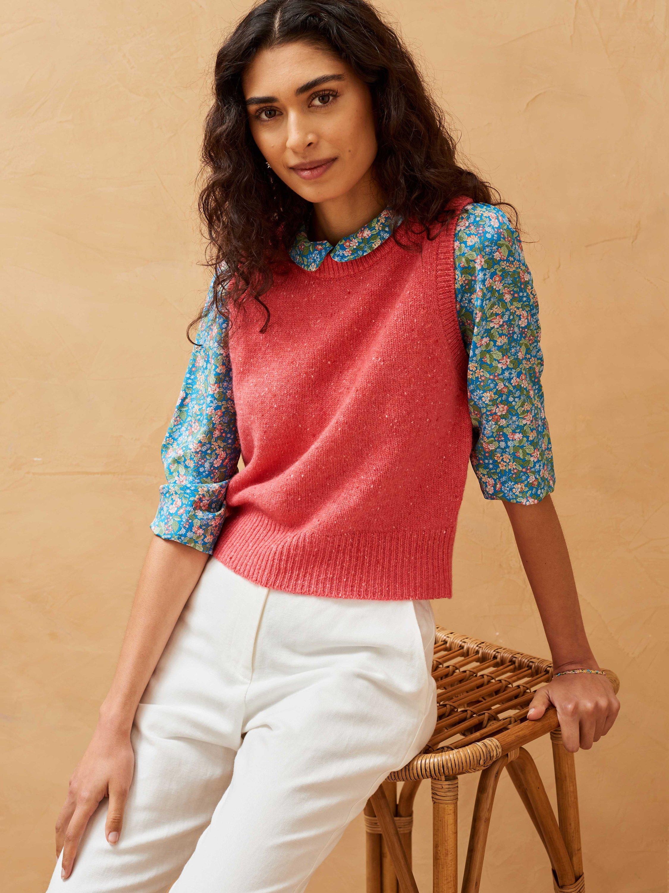 Brora Cashmere Donegal Tank Top, Flamingo