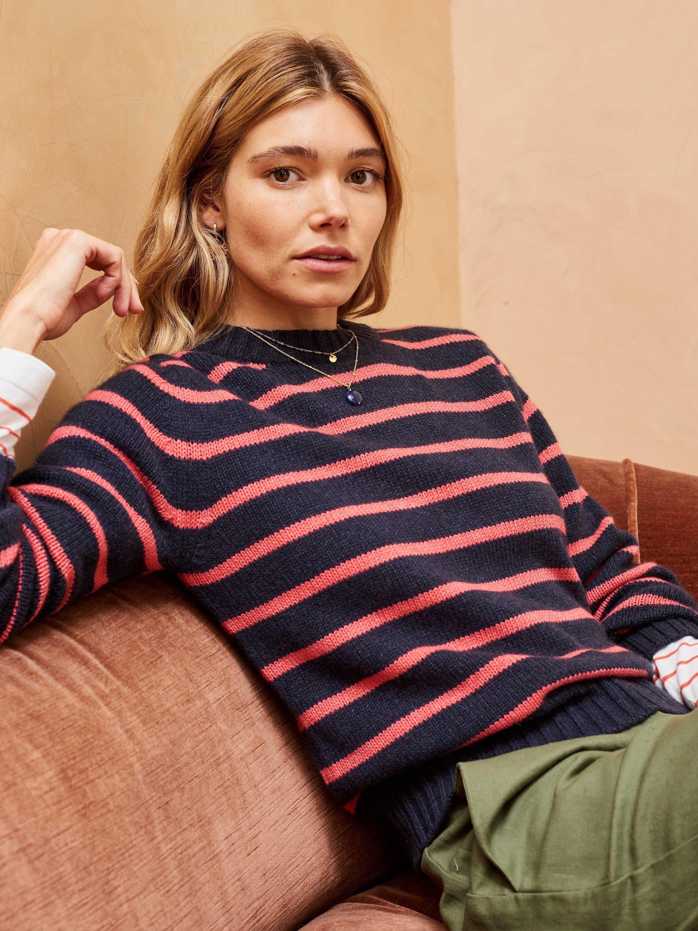 Brora Gauzy Cashmere Stripe Jumper, Multi