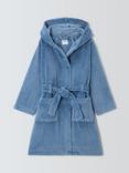 John Lewis Kids' Linear Burnout Bear Bath Robe, Blue