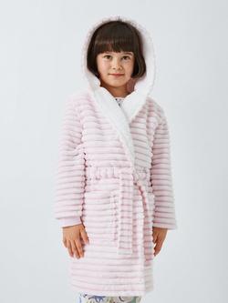 John Lewis Kids' Corded Fleece Robe, Pink - view 2, Pink