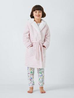 John Lewis Kids' Corded Fleece Robe, Pink, Pink