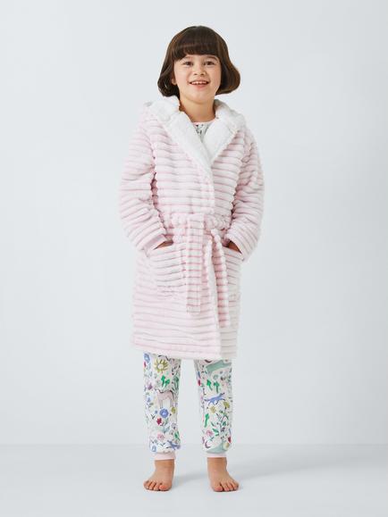 John Lewis Kids' Corded Fleece Robe, Pink, Pink