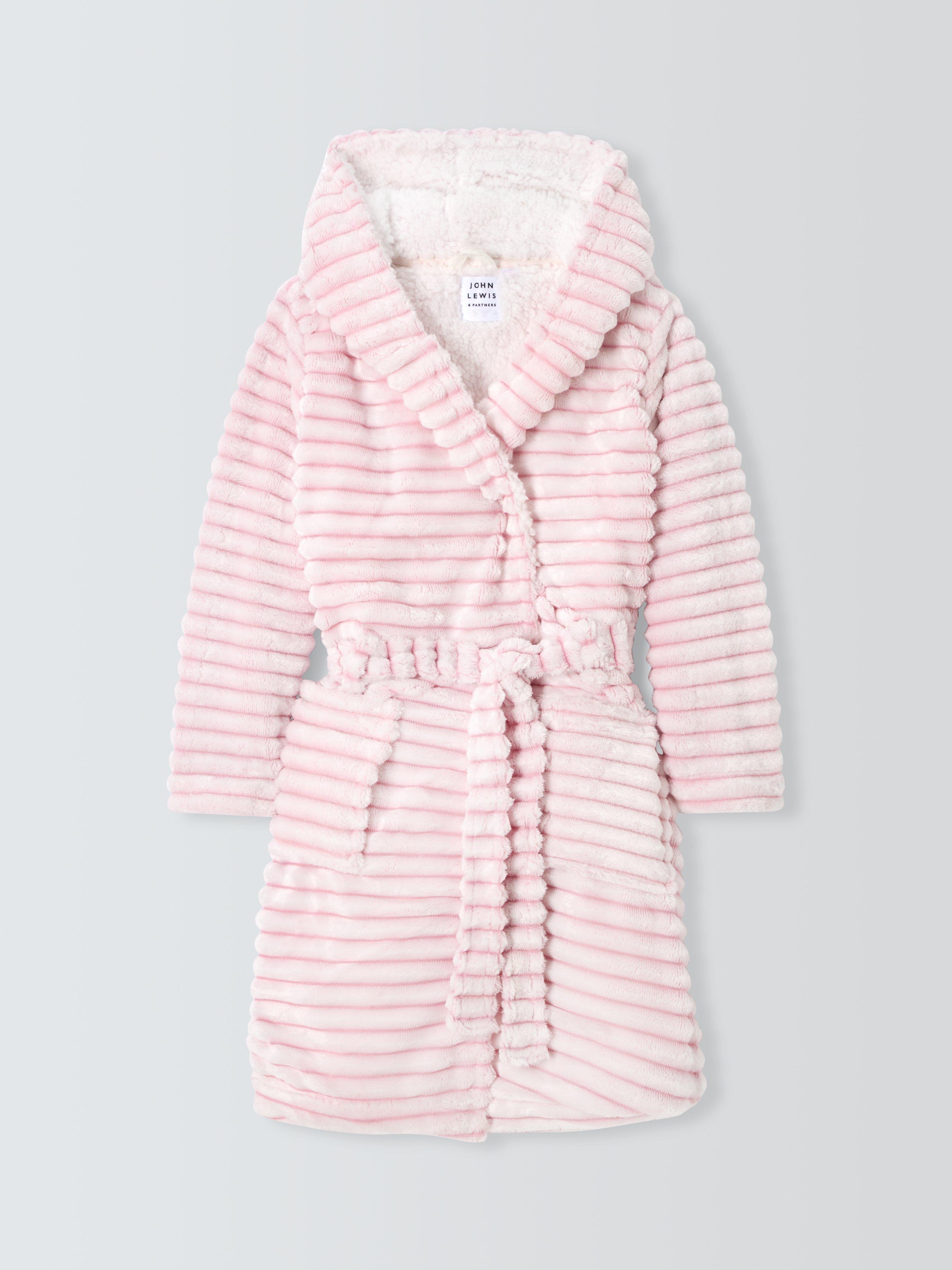 John Lewis Kids Corded Fleece Robe Pink