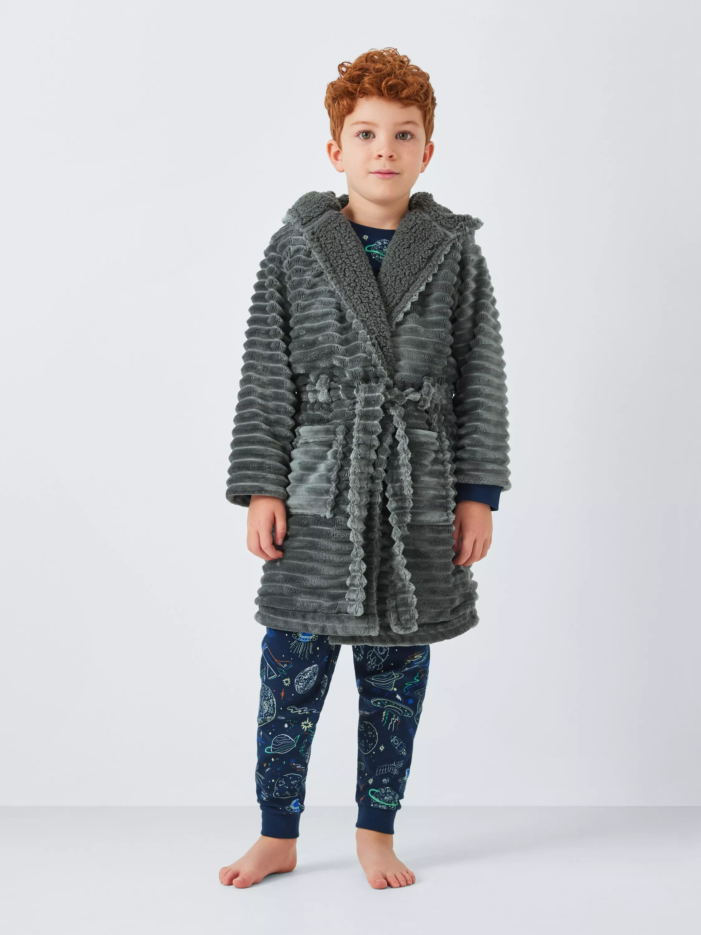 Kids Animal Hooded Bathrobe - Fleece Cotton Robe For Boys & Girls 2-13 Years (Grey, 9-12 Years)