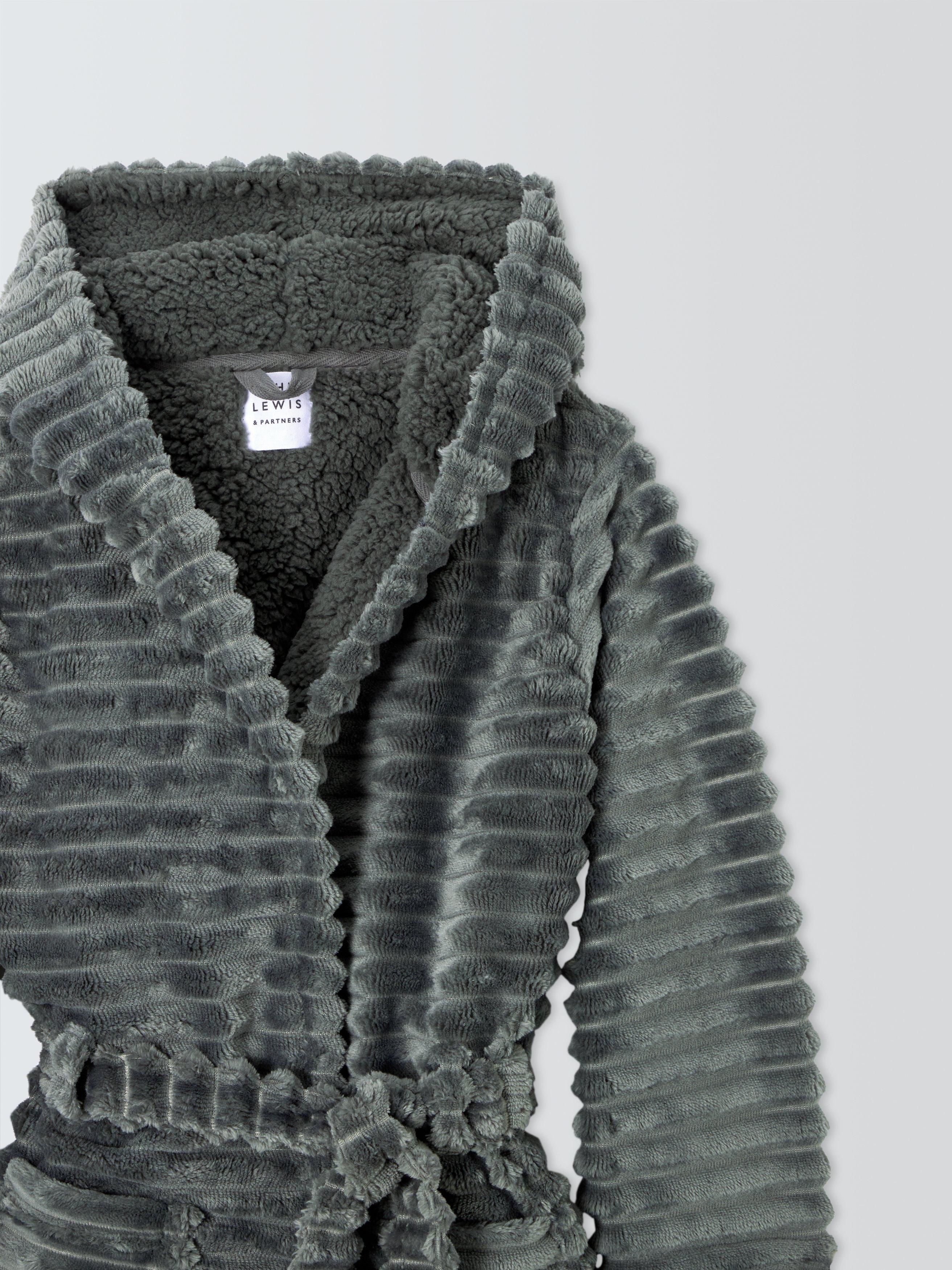 Product image 6 of 6, which shows John Lewis Kids' Corded Fleece Robe, Grey, 5-6 years