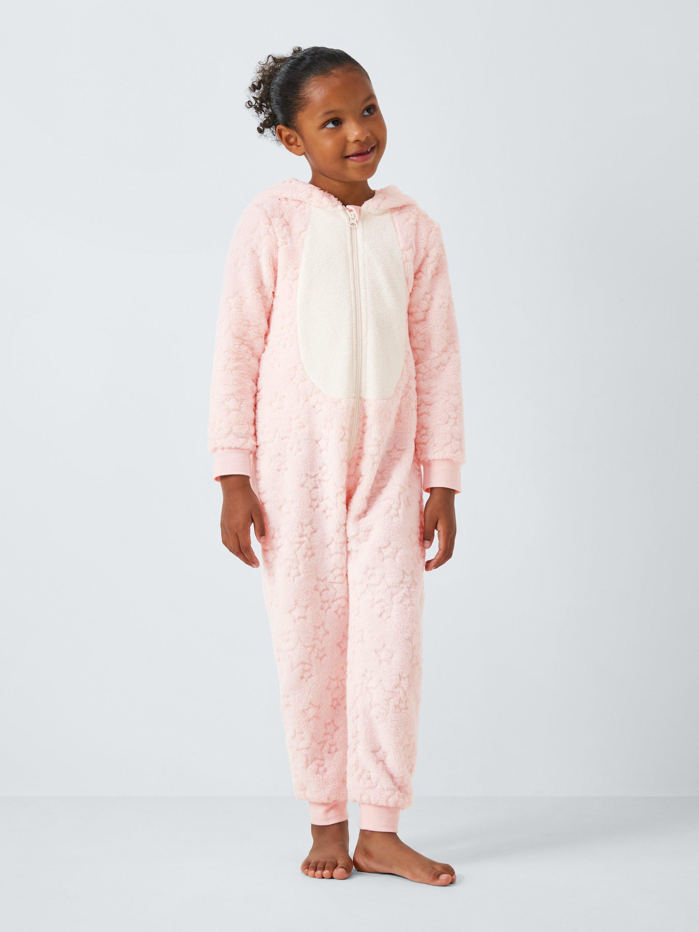 John Lewis Kids Star Fleece Unicorn Onesie Pink